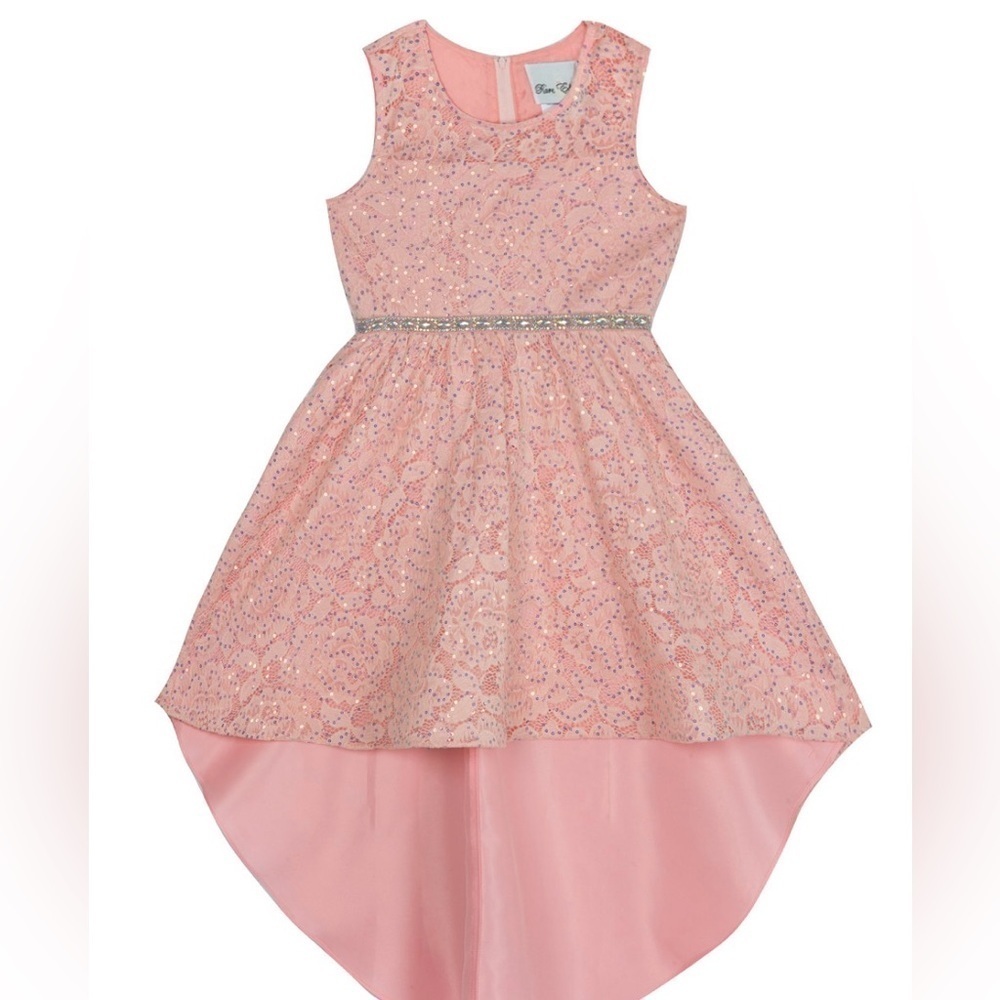 Rare Editions Sequin Lace High-Low Dress
